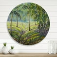 thumbnail image 2 of Designart 'Bushes and Pine Trees In The Forest I' Lake House Circle Metal Wall Art 11x11 - Disc of 11, 2 of 5