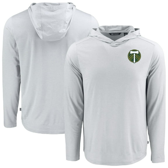 Men's-Cutter & Buck  Gray Portland Timbers Coastline Epic Comfort Eco Long Sleeve Recycled Hooded Shirt