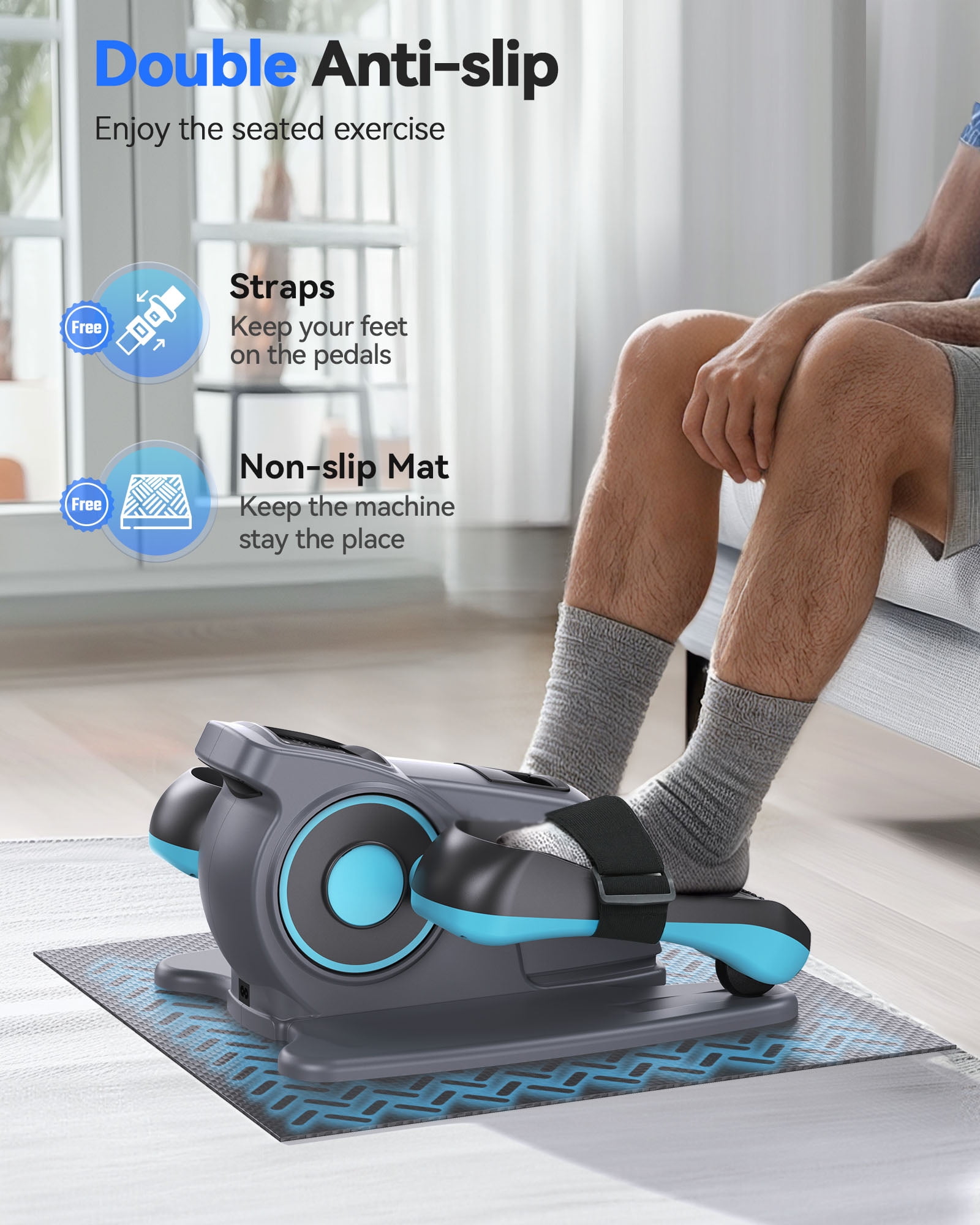 UPGO Under Desk Ellipticals Electric, Elipse Leg Exerciser for Seniors Fully Assembled, Seated Pedal Exerciser with Remote Control & Non-slip Mat & Foot Straps Band