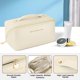 thumbnail image 3 of Bolsa de cosméticos grande blanca con asa, bolsa de cosméticos de viaje, bolsa de aseo portátil impermeable para mujer, bolsa de cosméticos de cuero PU grande JM JM, 3 of 5