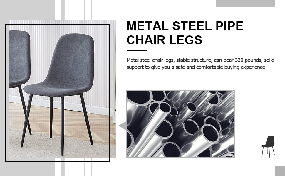 Noble House A set of 4 modern dining chairs, made of dark gray linen fabric