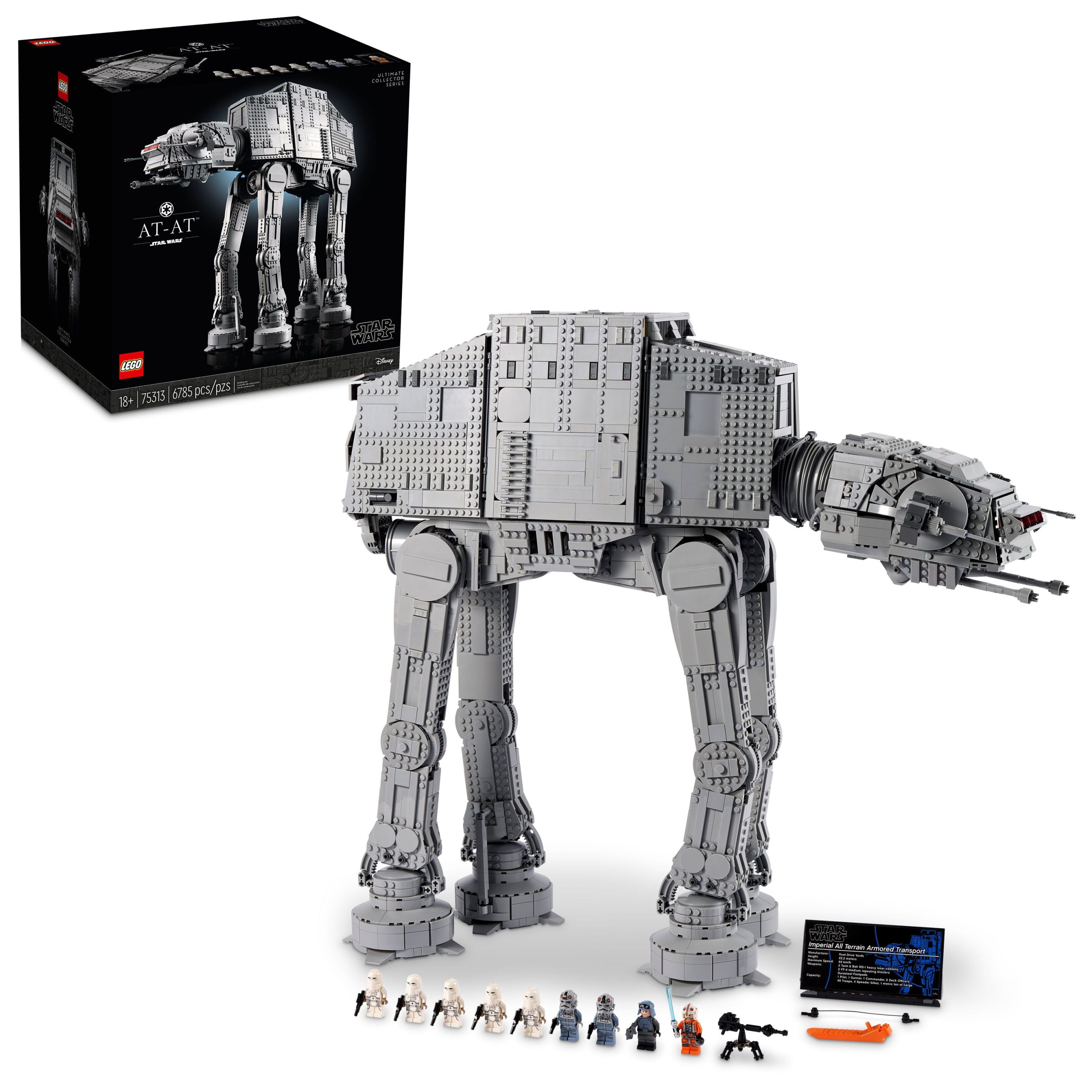LEGO Star Wars AT-AT Walker 75313 Buildable Model, Collectible Set Adults, Ultimate Build and Display Set, 9 Minifigures including General Luke Skywalker, Snowtroopers and AT-AT Drivers -