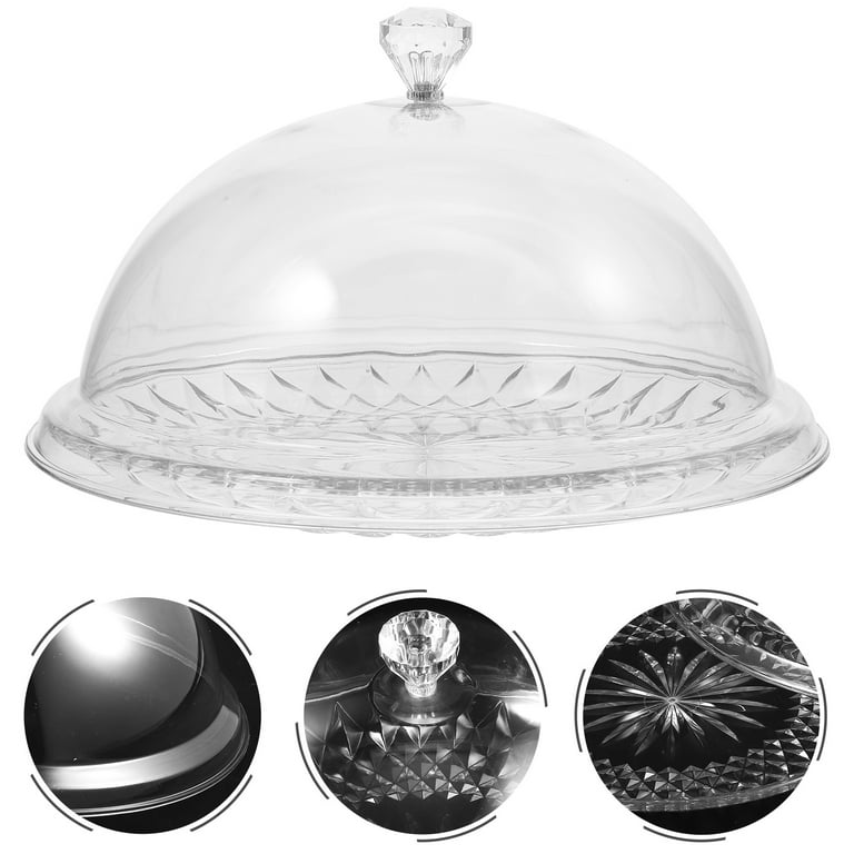 Tinksky Cake Tray with Lid Clear Cake Stand with Dome Snack Serving Tray for Wedding Party, Size: 8.46 x 8.46 x 5.12