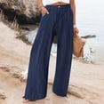 thumbnail image 2 of ABATAB Womens Pants Casual Loose Fit Wide Leg Lounge Pants High Rise Baggy Work Office Palazzo Trousers with Pockets, 2 of 5