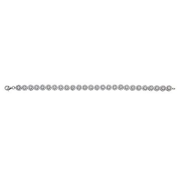 Decadence Sterling Silver Round Halo Pave Cubic Zirconia Tennis Bracelet