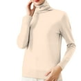 thumbnail image 2 of YEJIMAN Beige White Button Down Shirt Women, Autumn and Winter New Internal Turtleneck Sweater Women Pile Pile Collar Elastic Bottom Shirt Slim Slim European and American Knitted Top, 2 of 4