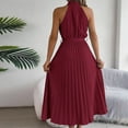 thumbnail image 7 of Kaemgyyd Elegant Dress for Women Crew Neck Sleeveless Pleated Maxi Dress Tie Waist Flowy Wedding Guest Dress for Party, 7 of 7