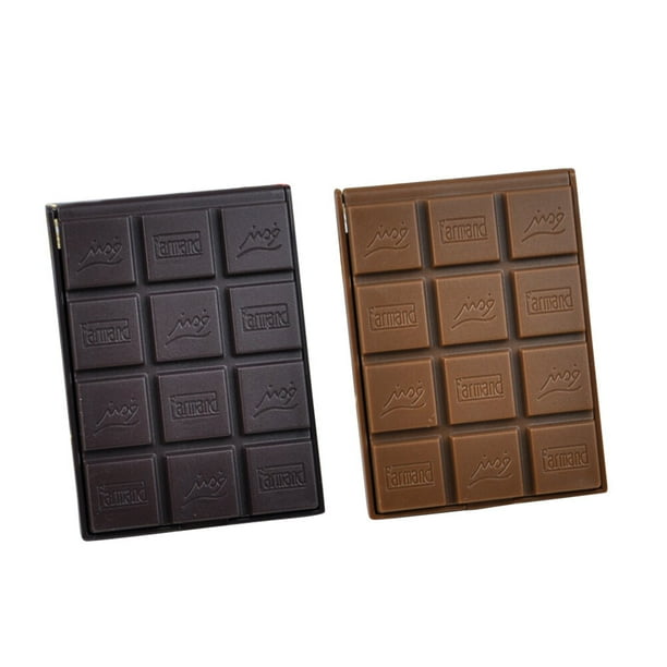 2 espejos compactos de bolsillo de chocolate a la moda, espejo cosmético con peine, accesorios de maquillaje para mujer.