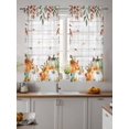 thumbnail image 2 of Green Orange Fall Curtains 45 Inch Length,Sheer Curtains for Bedroom Living Room Window Pumpkins Botanical Thanksgiving Vintage Rod Pocket Drapes Kitchen Curtains Small Half Window 52"x45" 2 Panels, 2 of 7