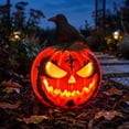 thumbnail image 5 of Lighted Pumpkin Lantern, Vintage Classic Ceramic Pumpkin Statue Light Up Table Decor, Pumpkin Halloween Farmhouse Autumn Decor for Home Office Haunt House Party Halloween Decorations (A), 5 of 8