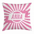 thumbnail image 1 of Anna Throw Pillow Cushion Cover, Retro Style Girls Name Design with Striped Backdrop and Grunge Appearance, Decorative Square Accent Pillow Case, 24 X 24 Inches, Pale Pink and White, by Ambesonne, 1 of 2