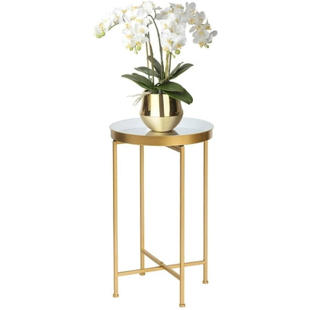 Homebeez Metal Side Table Round End Table With Tray Modern Sofa Side Table Bedside Night Stand Gold