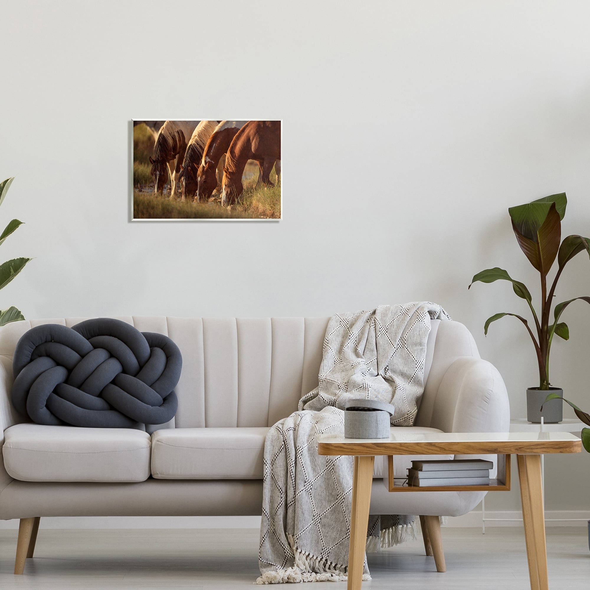 Stupell Industries Sunlit Horses Drinking Water Wildlife Nature Scene Photograph Unframed Art Print Wall Art, Design by Jan Walters