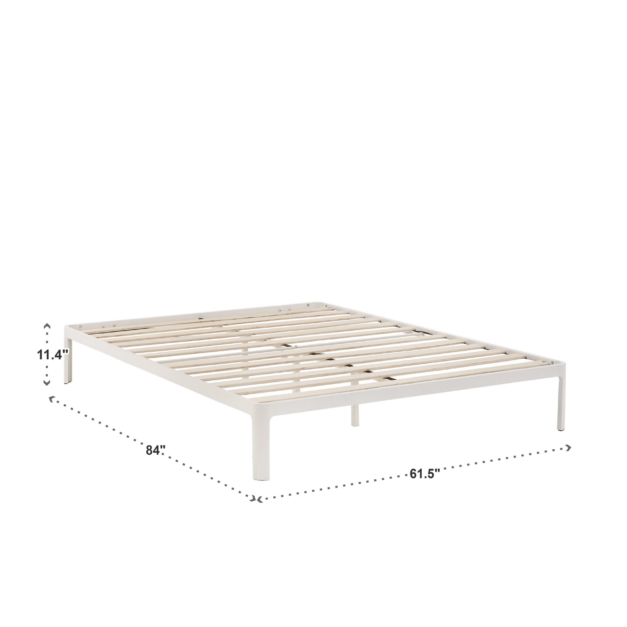 Weston Home Sveg Metal Platform Bed, Queen, White