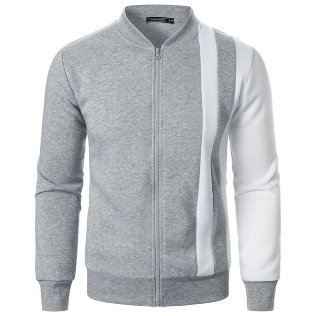 Men's Jacket Lightweight Bomber Jacket Color Block Zip Up Windbreaker Casual Fall Baseball Jackets with Pockets