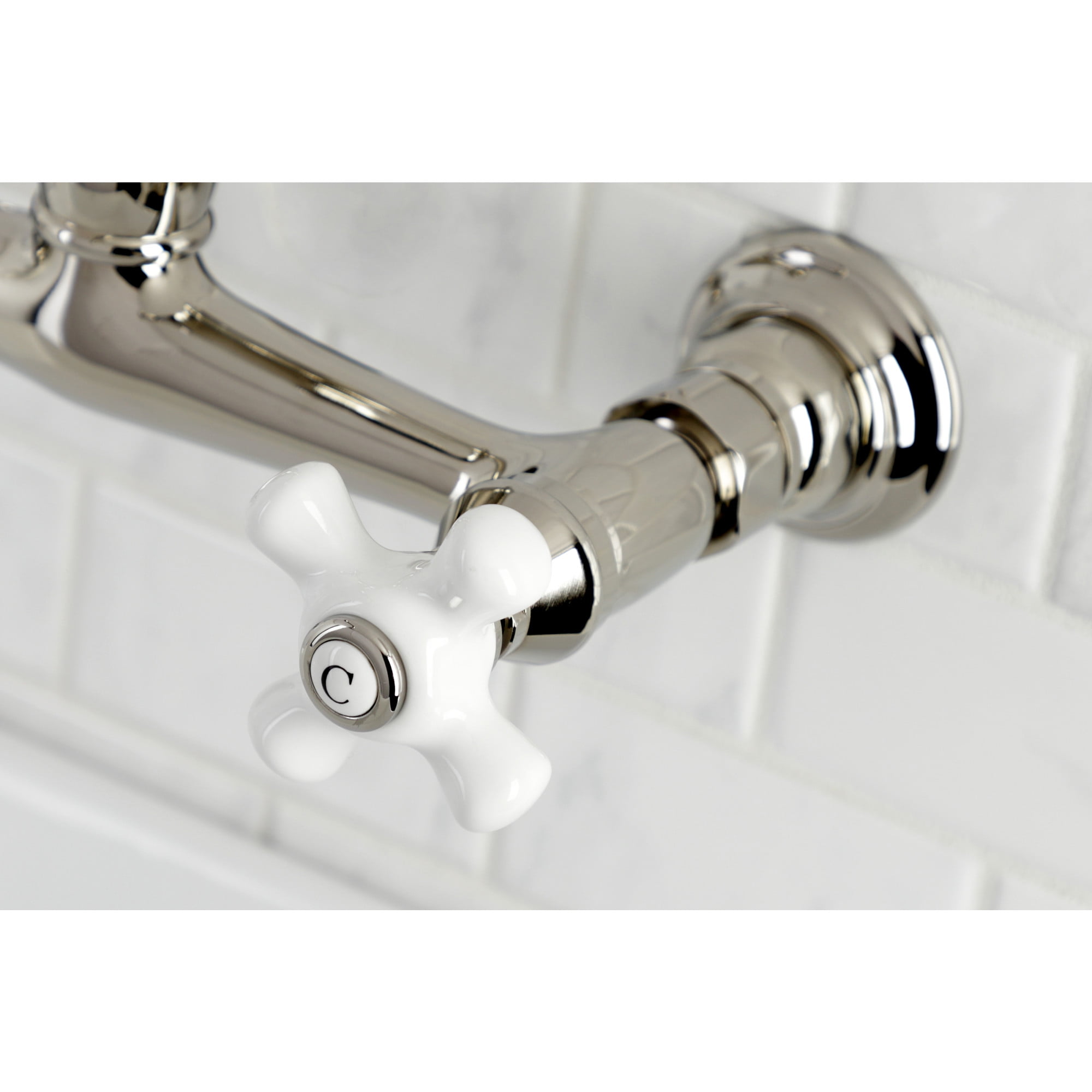 Kingston Brass KS3246PX Vintage Double-Handle Wall Mount Bathroom Faucet, Polished Nickel