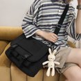 thumbnail image 5 of Bolso de mensajero casual de moda Bolso de hombro simple Bolso de lona de temperamento negro, 5 of 5