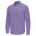 thumbnail image 2 of Men's Antigua Purple LSU Tigers Ellis Woven Tri-Blend Long Sleeve Button-Down Shirt, 2 of 3