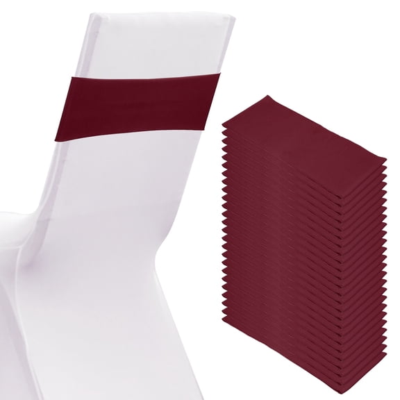 Uxcell Premium Spandex Chair Sashes Bows 25 Pcs Elastic Stretch Chair Cover Band Ties with Slider Buckle Date Red