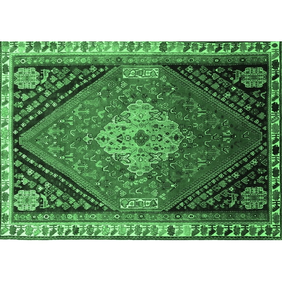 Ahgly Company Indoor Rectangle Persian Emerald Green Traditional Area Rugs, 6' x 9'