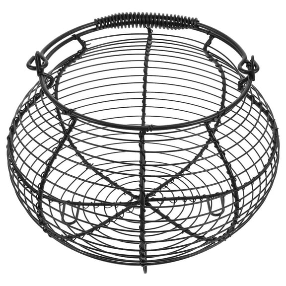 HOMEMAXS Farmhouse Round Wire Egg Basket with Handle Metal Egg Holder for Fresh Eggs Countertop Storage Basket for Vegetables Iron Basket for Kitchen