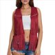 thumbnail image 3 of Chaleco Estilo Hippie Estilo Años 70 con Flecos, Remaches de Ante Sintético, Sin Mangas, Estilo Western, Estilo Bohemio, con Abertura Frontal. Rojo S, 3 of 7