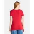 thumbnail image 3 of Time and Tru Women's Cotton V-Neck Tee with Short Sleeves, Sizes XS-XXXL, 3 of 6