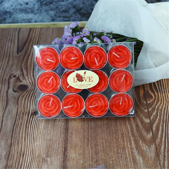 100Fens 12 Rose Tealight Candles Delicate Rose Flower Candles for Valent