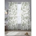thumbnail image 3 of Boho Sage Green Floral Semi Sheer Curtains 96 Inch Length 2 Panels Set, Vintage Farmhouse Paisley Plant Sheer Kitchen Curtain Privacy Voile Window Curtain for Living Room Bedroom Rod Pocket Drapes, 3 of 7