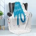 thumbnail image 4 of 70th Birthday Soft Flannel Fleece Throw Blanket, Colorful Polka Dots Backdrop and Happy Birthday 70 Years Words Special Day, Cozy Plush for Indoor and Outdoor Use, 70" x 90", Multicolor, by Ambesonne, 4 of 5