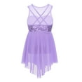 thumbnail image 2 of Venjoe Kids Girls Sequined Ballet Lyrical Dance Dress Leotard  Asymmetrical Dancewear Costume Lavender 16, 2 of 7