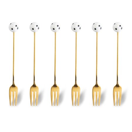 

GHOONEY 6 Pieces Coffee Spoons Fruit Forks Dessert Spoons Stainless Steel Stirring Spoon