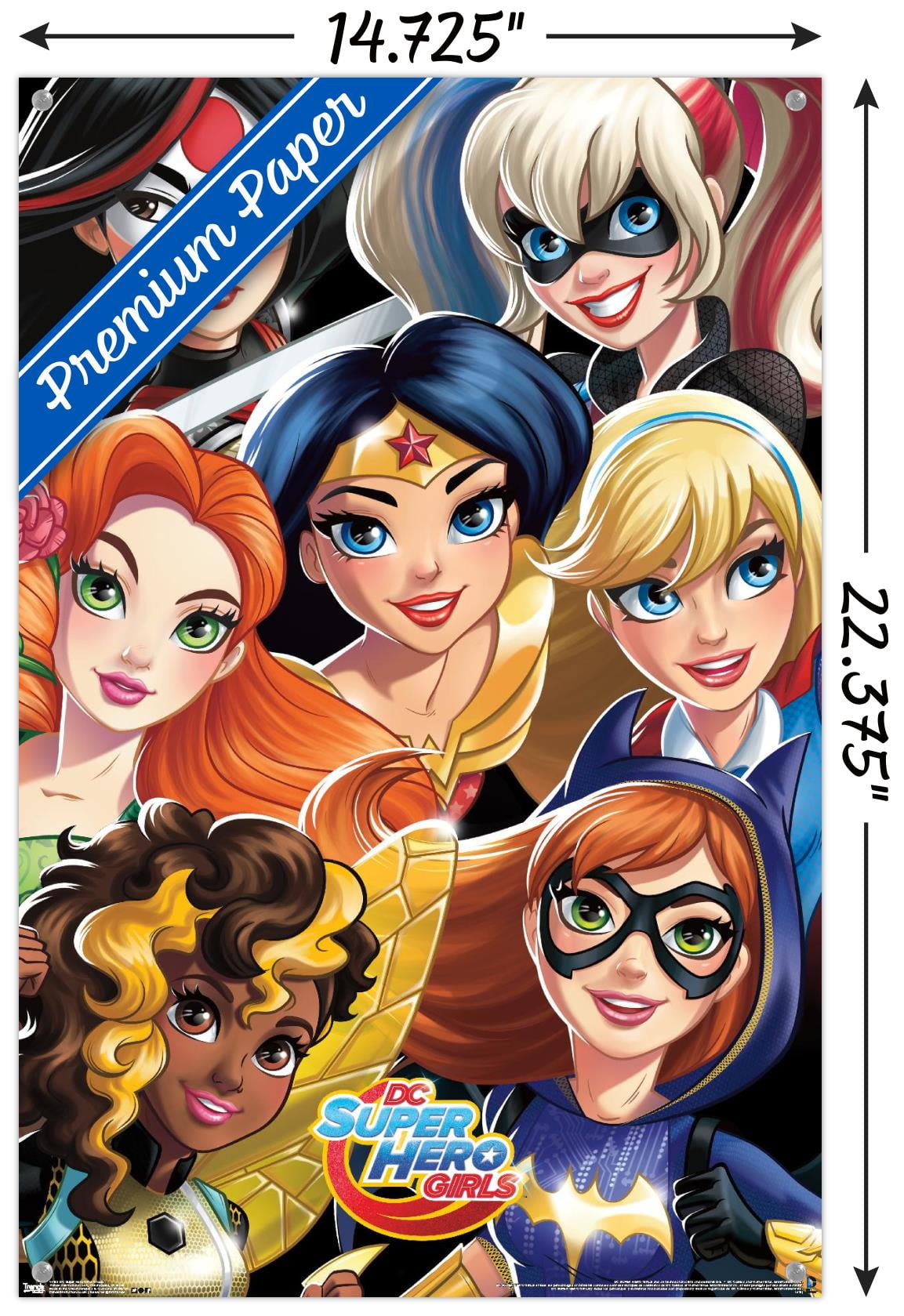 DC Comics TV - DC Superhero Girls - Group Wall Poster with Push Pins, 14.725" x 22.375"