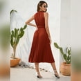 thumbnail image 3 of IWEMEK Dresses for Women Boho Outdoor Halterneck Sundress Cocktail Long Flowy Dress Tangerine Sleeveless Brunch Clothing, 3 of 7