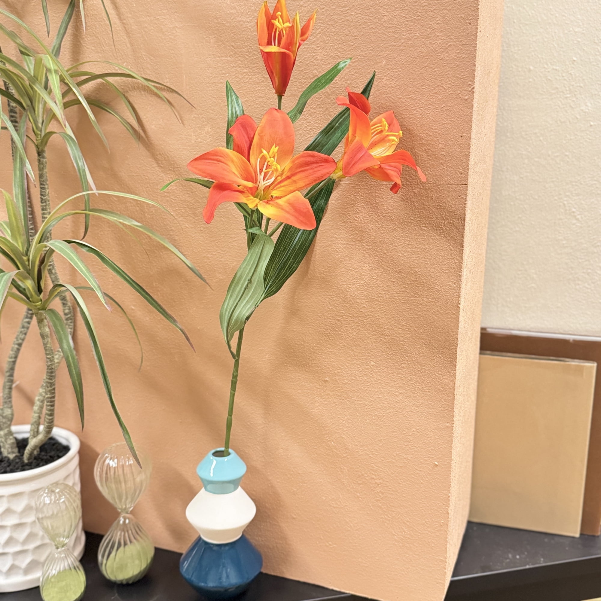 Mainstays 31 in Orange Artificial Tiger Lily Flower Stem, Indoor