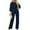Navy, variant on Sakmal Long Sleeve Casual Jumpsuits for Women Drawstring Dressy Work Black Overalls Boat Neck Full Solid Wide Leg Pants with Pockets