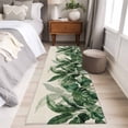 thumbnail image 4 of Runner Rug 2'x6', Palm Leaves Tropical Washable Non-Slip Hallway Runner Rugs, Green Botanical Summer Linen Bedside Rugs Floor Mats Carpet Runners for Kitchen Bathroom Laundry Room, 4 of 8