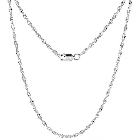 Sterling Silver 2.2mm Singapore Chain Necklace for Women Nickel Free Italy 20 inch
