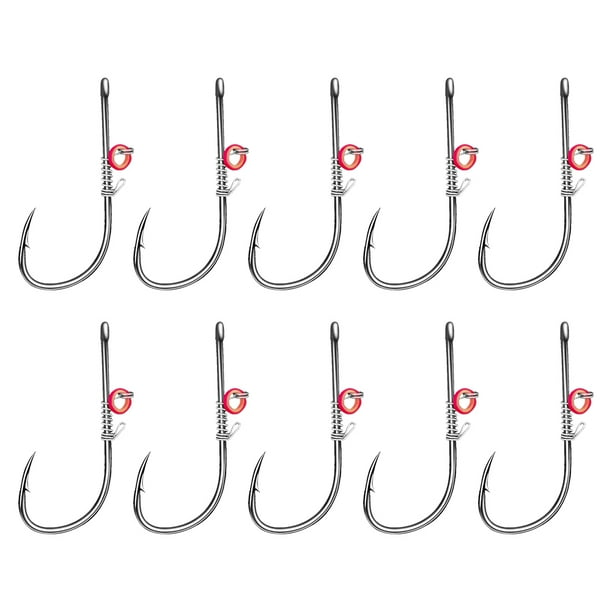 Pescado Púas Pesca Camarones Vivos Hanchos Fijos Ganchos 10 Piezas Acero Carbono S (3)