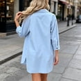thumbnail image 5 of CaComMARK PI Womens 3/4 Sleeve Tops Casual Long Collared Button Down Shirt Jackets Dressy Flowy Beach Vacation Blouse Light Blue, 5 of 7