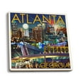 thumbnail image 1 of Atlanta, Georgia, Skyline at Night (Absorbent Ceramic Coasters Set of 4 Matching Images, Cork Back, Kitchen Table Decor), 1 of 3