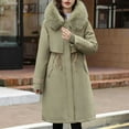 thumbnail image 2 of Women's Winter Coats Cotton Parka Jacket Hooded Plush Collar Long Winter Warm Thick Outerwear with Pockets (M, Green), 2 of 5