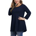 thumbnail image 4 of Blusa informal de manga larga con cuello redondo y cuello redondo para mujer Pompotops  gfhjh14940, 4 of 8