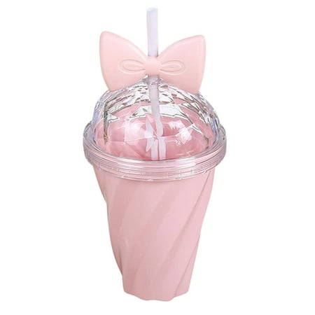 

Huaai 400Ml Lovely Straw Cup Cold Drink Cup With Bow Lid Straw Cup Bottle Pk Pink