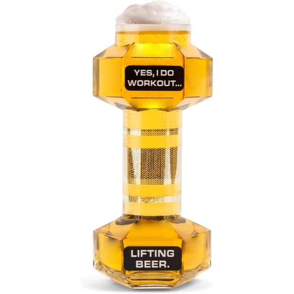 The Dumbbell Beer Glass, Novelty Beer Drinking Glass, 24 Oz