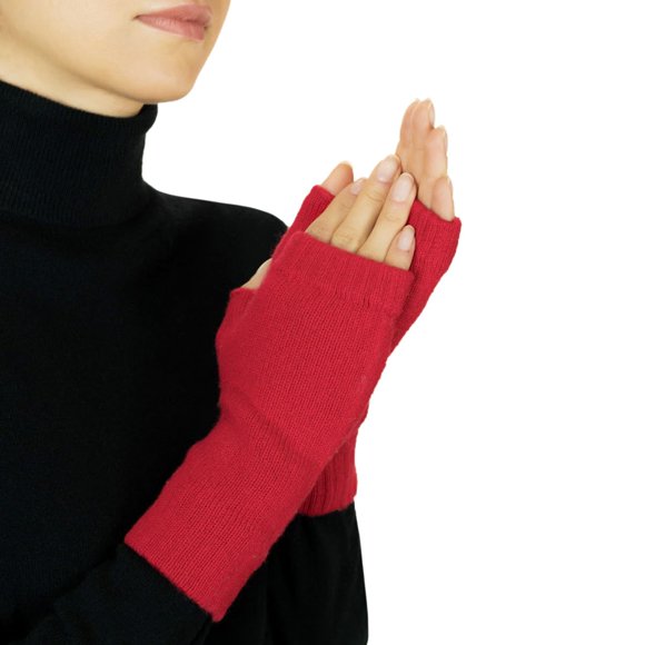 Mitones sin dedos Lona Scott de cashmere para mujer, rojos