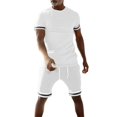 thumbnail image 2 of Short Sets for Men Short Sleeve Crewneck T Shirt and Bermuda Shorts 2 Piece Matching Set Mens Summer Outfits, 2 of 6