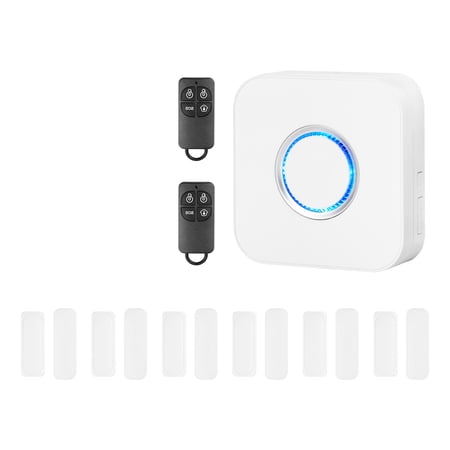 KFFKFF Wireless Door Chime, DC 12V, Contact Sensor Alarm with 656 ft Range, App-Controlled Remote, Door Alert System for Business, Store, Home, Office (6 Sensors + 1 Receiver)