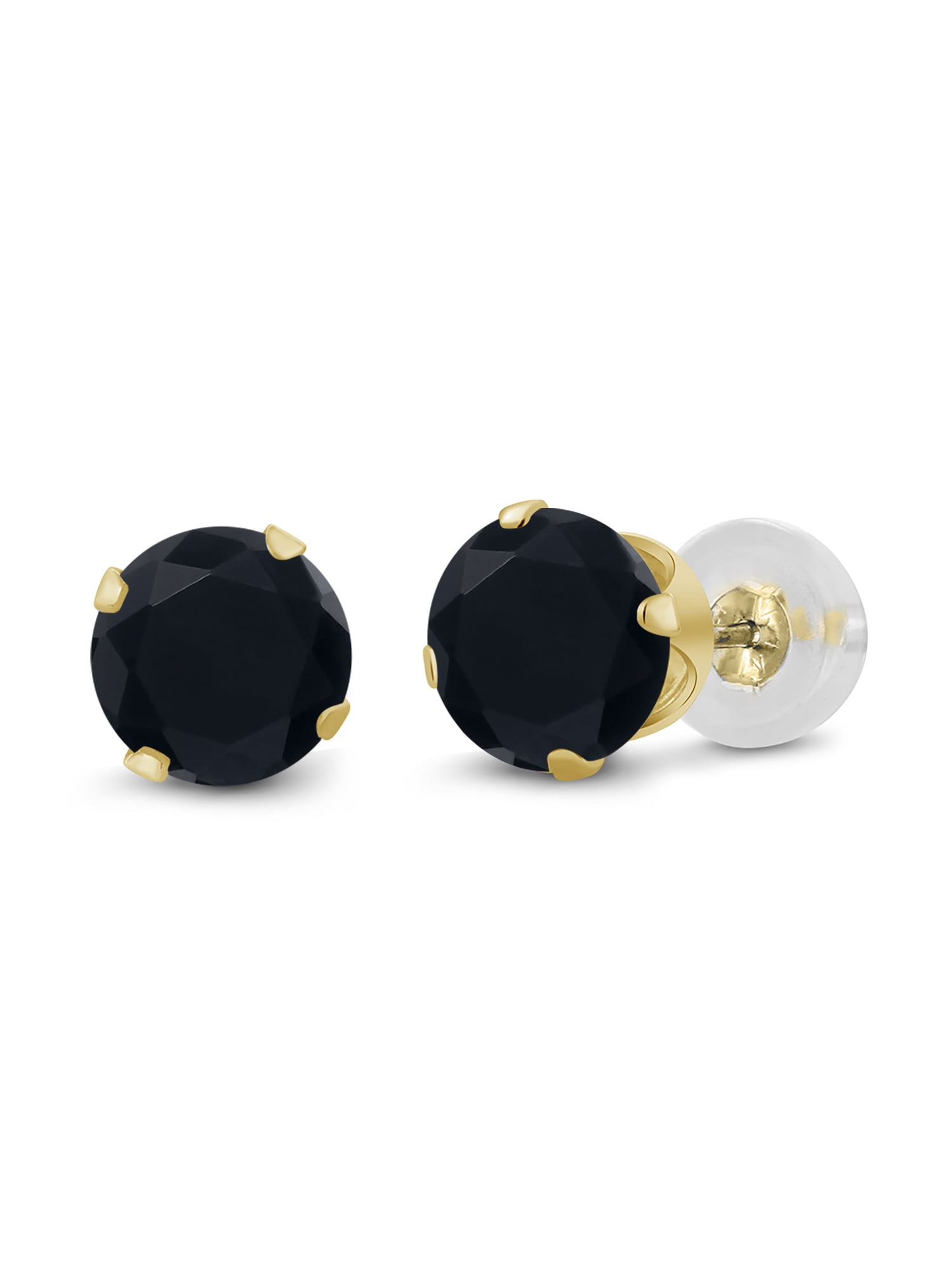 Details about   Real 14kt Yellow Gold Onyx with U Threader Earrings