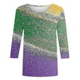 thumbnail image 5 of Mardi Gras Shirts for Women 3/4 Sleeve Crew T-Shirt Sequin Sparkly Blouses Funny Holiday Outfits Fat Tuesday Tshirt Mask Graphic Tees Spring Fashion Outfits Trendy Clothes 2026, 5 of 6